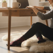 Rotes Blumenmuster auf schwarz Socken