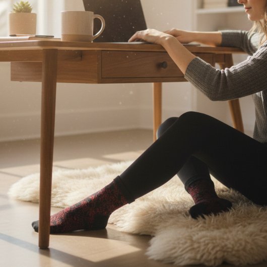 Rotes Blumenmuster auf schwarz Socken