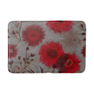 Rotes Blumenmuster Badematte