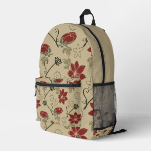 Rotes Blumenmuster Bedruckter Rucksack