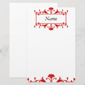 Rotes Blumenmuster Briefpapier (Vorne/Hinten)