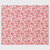 Rotes Blumenmuster Geschenkpapier (Flach)
