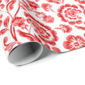 Rotes Blumenmuster Geschenkpapier (Rolleneckpunkt)