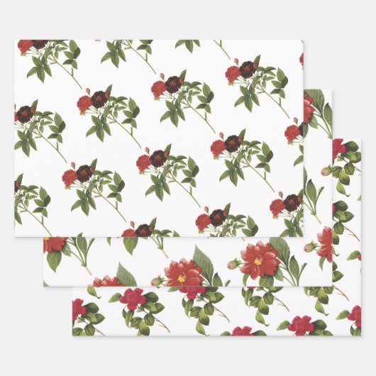 Rotes Blumenmuster Geschenkpapier Set (Set)