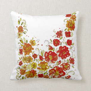 Rotes Blumenmuster Kissen