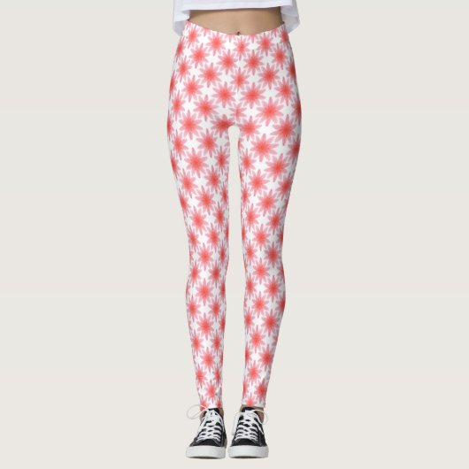 Rotes Blumenmuster Leggings (Vorderseite)