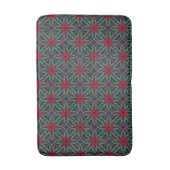 Rotes Blumenmuster mit Grün und Blau Badematte (Vorderseite Vertikal)