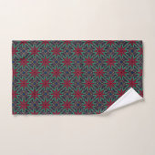 Rotes Blumenmuster mit Grün und Blau Badhandtuch Set (Handtuch)