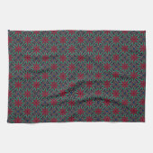 Rotes Blumenmuster mit Grün und Blau Geschirrtuch (Horizontal)