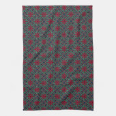 Rotes Blumenmuster mit Grün und Blau Geschirrtuch (Vertikal)