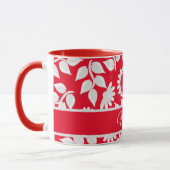 Rotes Blumenmuster - mit Monogramm Tasse (Links)