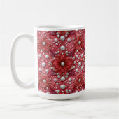 Rotes Blumenmuster mit Perlenakzenten Kaffeetasse (Links)