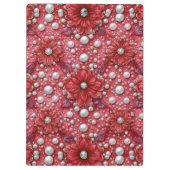 Rotes Blumenmuster mit Perlenakzenten Klemmbrett (Rückseite)
