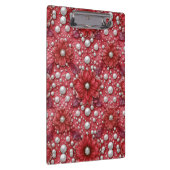 Rotes Blumenmuster mit Perlenakzenten Klemmbrett (Rechts)