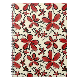 Rotes Blumenmuster Notizblock