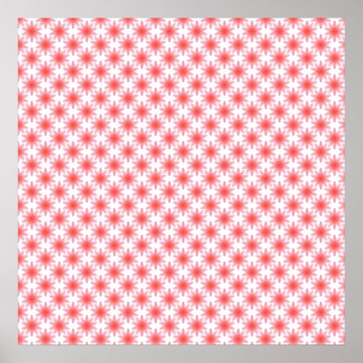 Rotes Blumenmuster Poster (Vorne)
