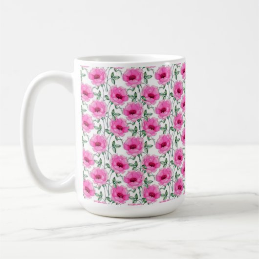 Rotes Blumenmuster Rosen-55501 Kaffeetasse (Links)