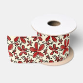 Rotes Blumenmuster Satinband (Spule)