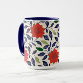 Rotes Blumenmuster Tasse (Vorderseite Links)