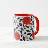 Rotes Blumenmuster Tasse (VorderseiteRechts)