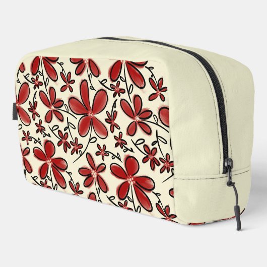 Rotes Blumenmuster Waschbeutel (Rechte Ecke)
