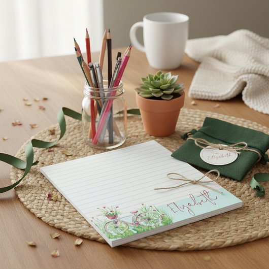 Rotes Blumenrad personalisiert Notizblock