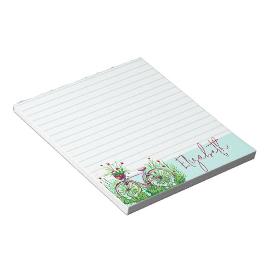 Rotes Blumenrad personalisiert Notizblock (angewinkelt)