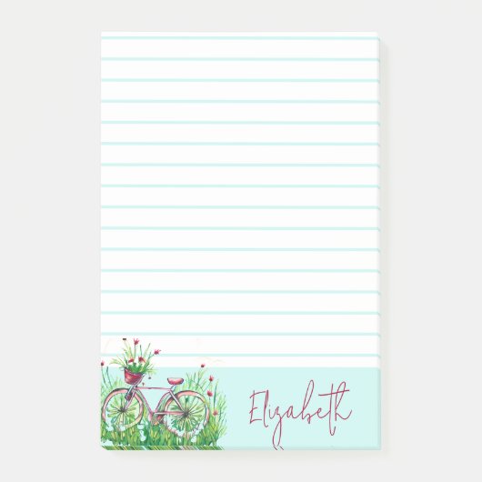 Rotes Blumenrad personalisiert Post-it Klebezettel (Vorderseite)