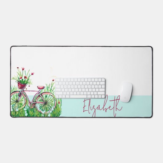 Rotes Blumenrad personalisiert Schreibtischunterlage (Tastatur & Maus)