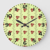 Rotes Blumenrankenmuster auf hellgrünem Hintergrun Große Wanduhr (Vorderseite)