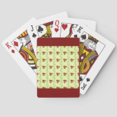 Rotes Blumenrankenmuster auf hellgrünem Hintergrun Spielkarten (Rückseite)