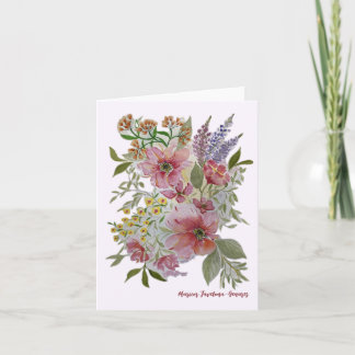 Rotes Blumenstrauß Notiz/Grußkarte Feiertagskarte