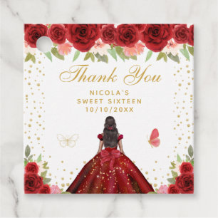 Rotes Blumiges Dunkle Haut Prinzessin Sweet Sixtee Geschenkanhänger