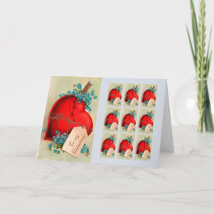 Rotes blutendes Herz Valentinsgruß Antique Postkar Feiertagskarte