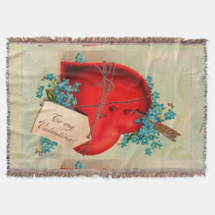 Rotes blutendes Herz Valentinstag Antik-Postkarte Decke