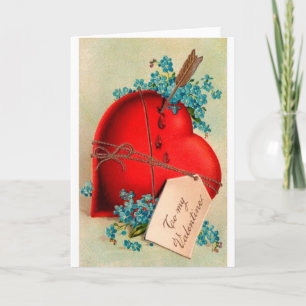 Rotes blutendes Herz Valentinstag Antik-Postkarte Feiertagskarte