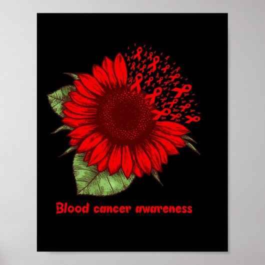 Rotes Blutkrebs-Bewusstsein Sonnenblumen-Geschenk Poster (Vorne)