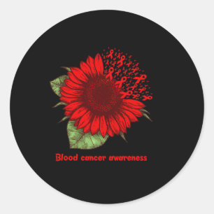 Rotes Blutkrebs-Bewusstsein Sonnenblumen-Geschenk  Runder Aufkleber
