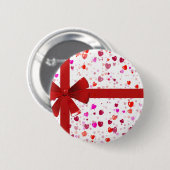 Rotes Bogen-Krawatten-Schicksals-Glückwunsch-Party Button (Vorne & Hinten)