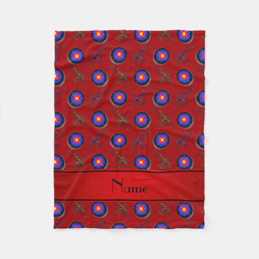Rotes Bogenschießen mit personalisiertem Namen Fleecedecke (Vorderseite)