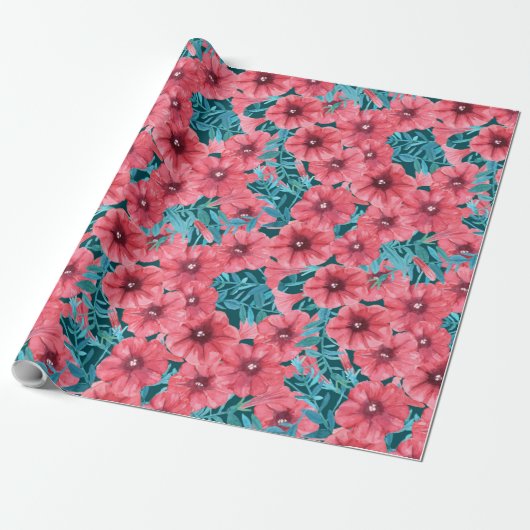 Rotes Bohnenmuster-Blume Geschenkpapier (Ungerollt)