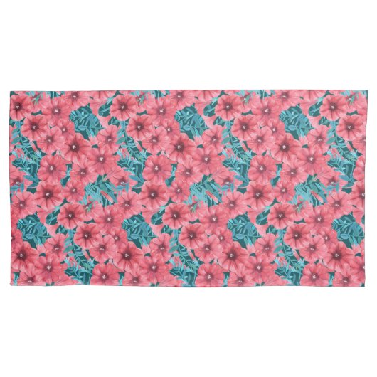 Rotes Bohnenmuster-Blume Kissenbezug (Vorderseite-Links)