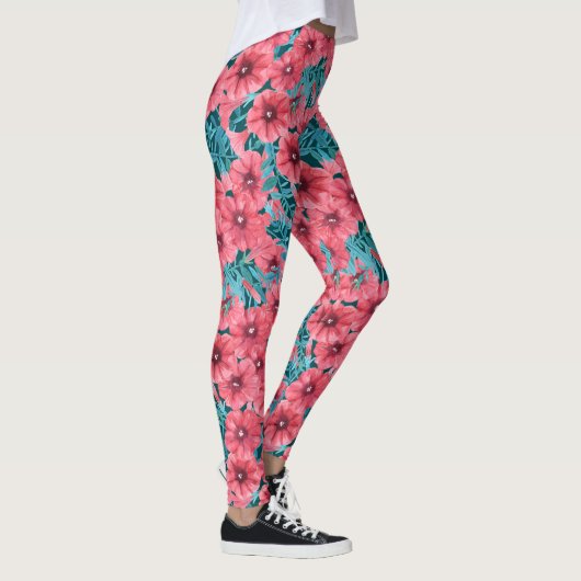 Rotes Bohnenmuster-Blume Leggings (Rechts)