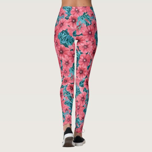 Rotes Bohnenmuster-Blume Leggings (Rückseite)