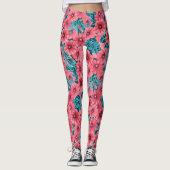 Rotes Bohnenmuster-Blume Leggings (Vorderseite)