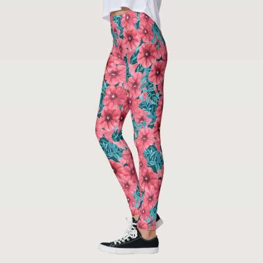 Rotes Bohnenmuster-Blume Leggings (Links)