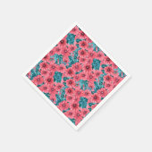 Rotes Bohnenmuster-Blume Serviette (Ecke)