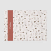Rotes Boho-Waldland-Winterbeeren-Monogramm Seidenpapier (Vorderseite)