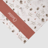 Rotes Boho-Waldland-Winterbeeren-Monogramm Seidenpapier (Ausschnitt)