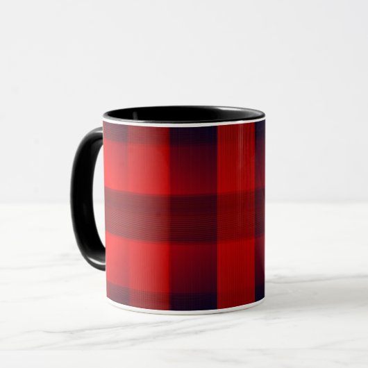 Rotes Bokeh-Buffalo-Karomuster Tasse (Vorderseite Links)
